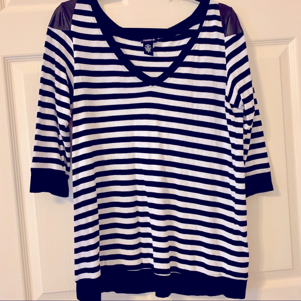 Torrid black/white striped blouse